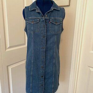 Levi's Sleeveless Denim Snap Front Mini Dress - Size Medium